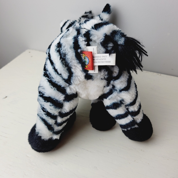 Adventure Planet Zebra Stuffed Zoo Animal Plush Black White Striped 10" Soft - Picture 7 of 15